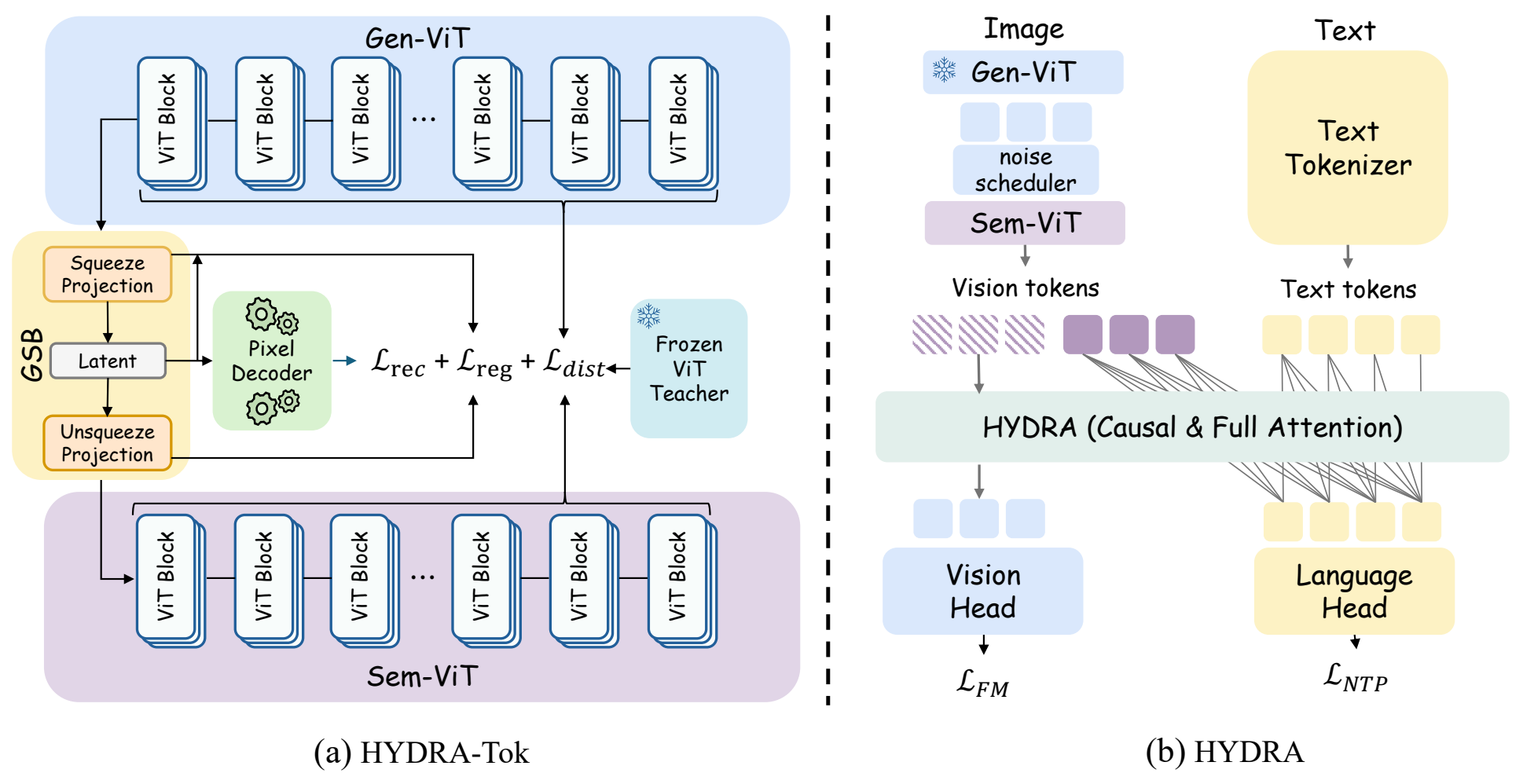 Figure 3: HYDRA-TOK progressive learner and HYDRA dual-head unified architecture.